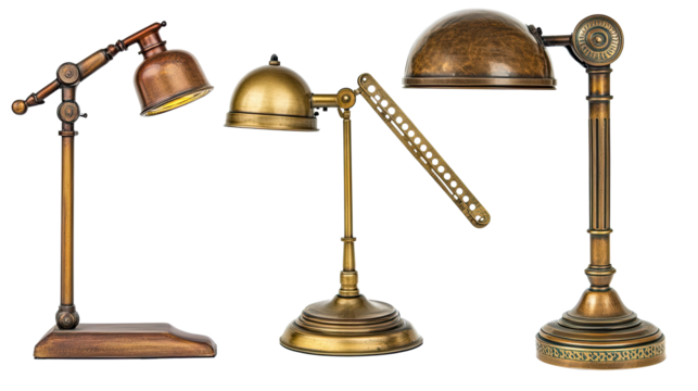 Stylish Vintage Table Lamps on Transparent Background Generative AI
