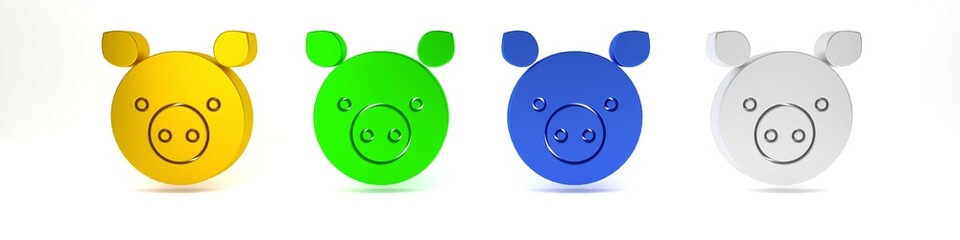 Colorful Pig zodiac sign icon isolated on white background. Astrological horoscope collection. Minimalism concept. 3D render illustration