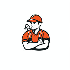 simple logo of a plumber , on a white background