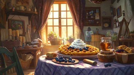 Cozy Kitchen Filled with Delicious Breakfast Treats