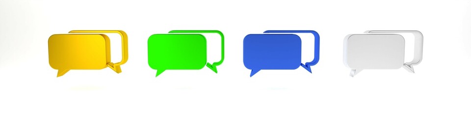 Naklejka premium Colorful Chat icon isolated on white background. Speech bubbles symbol. Minimalism concept. 3D render illustration