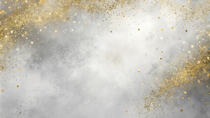 Aerial abstract background in gray and white colors with gold glitter