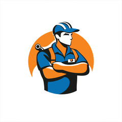 simple logo of a plumber , on a white background