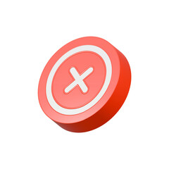 deleted icon, cancel symbol 3d red color