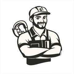simple logo of a plumber , on a white background