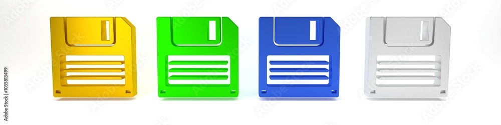Poster colorful floppy disk for computer data storage icon isolated on white background. diskette sign. min