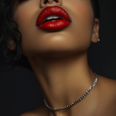 Close up on woman's lips.	