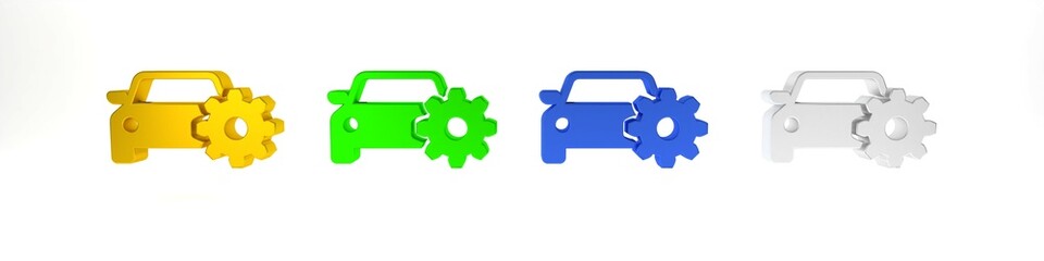 Colorful Car service icon isolated on white background. Auto mechanic service. Mechanic service. Repair service auto mechanic. Maintenance sign. Minimalism concept. 3D render illustration