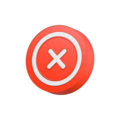 deleted icon, cancel symbol 3d red color