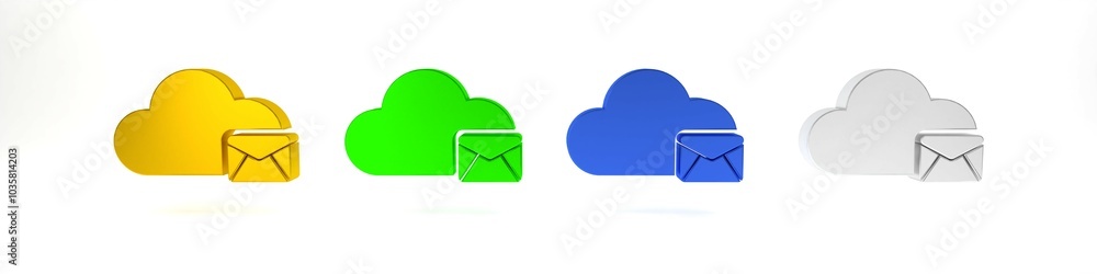 Poster colorful cloud mail server icon isolated on white background. cloud server hosting for email. online