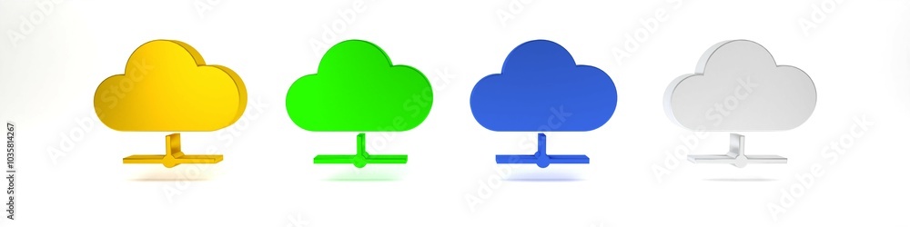 Poster colorful network cloud connection icon isolated on white background. social technology. cloud comput