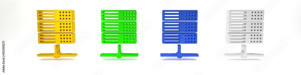 Poster colorful server, data, web hosting icon isolated on white background. minimalism concept. 3d render 