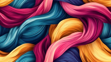 Vibrant Seamless Background with Colorful Abstract Waves in Blue, Pink, and Yellow Tones for Modern Design and Creative Projects