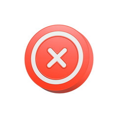 deleted icon, cancel symbol 3d red color