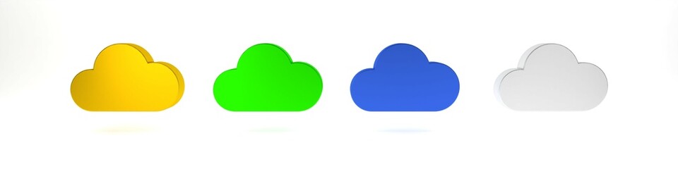 Colorful Cloud icon isolated on white background. Minimalism concept. 3D render illustration