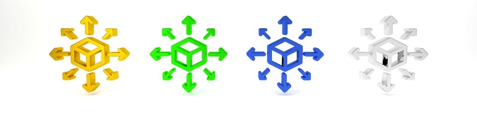 Obraz premium Colorful Distribution icon isolated on white background. Content distribution concept. Minimalism concept. 3D render illustration