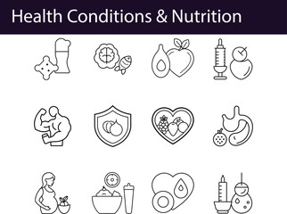 Fototapeta premium Health Conditions, Nutrition, and Wellness Icons