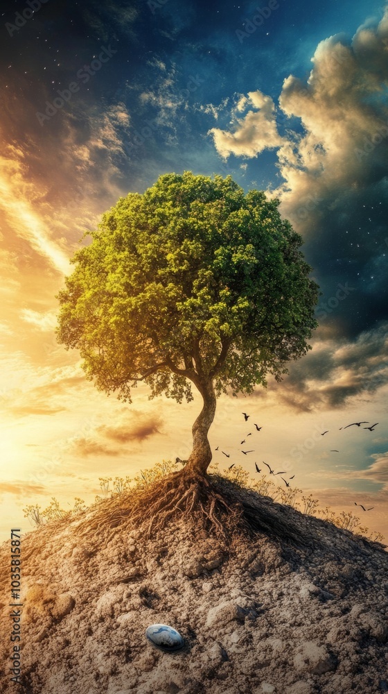 Poster climate action in developing countries, focusing on sustainable growth and renewable energy implemen