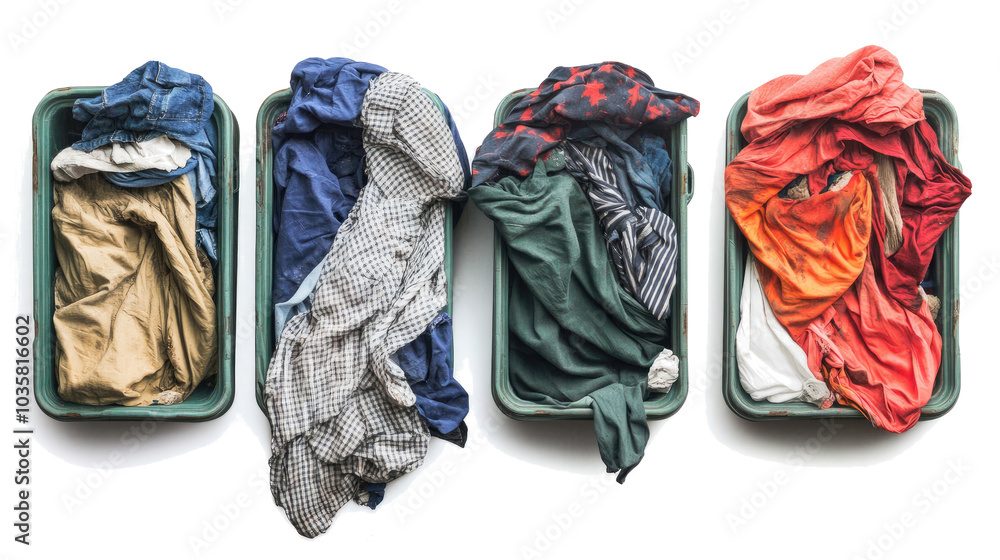 Poster dirty laundry in containers on a transparent background generative ai