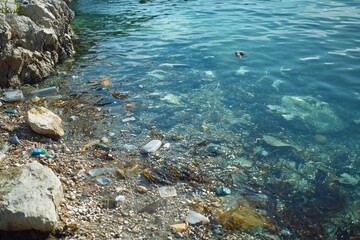 Obraz premium Water pollution in the river environment 