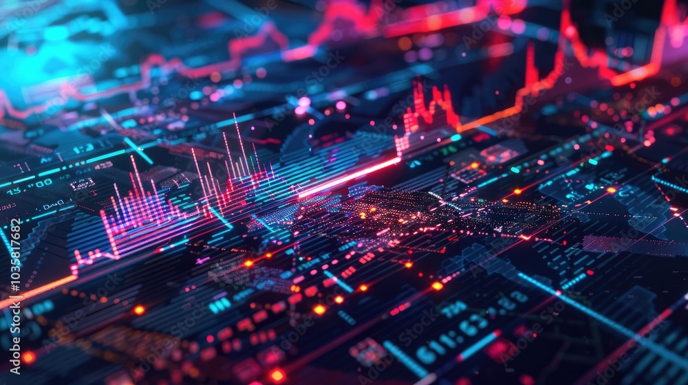 Poster vibrant digital data visualization and analysis background