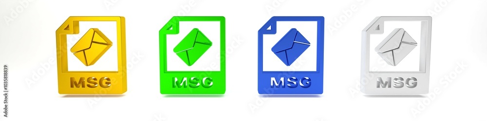 Poster colorful msg file document. download msg button icon isolated on white background. msg file symbol. 