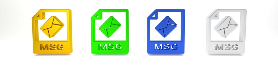 Colorful MSG file document. Download msg button icon isolated on white background. MSG file symbol. Minimalism concept. 3D render illustration