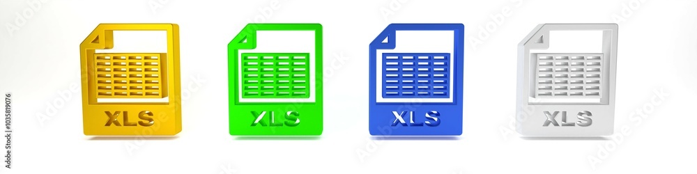 Poster colorful xls file document. download xls button icon isolated on white background. excel file symbol