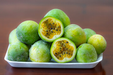 passion fruit from the bush or passion fruit from the backlands or marucujá from the cerrado. passiflora sururuca, passiflora serrata, passiflora gibertii,
