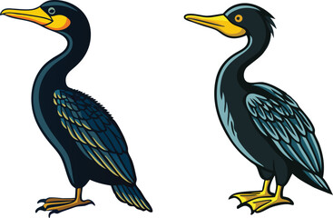 cormorant silhouette vector illustration.