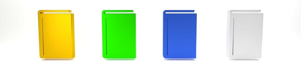 Colorful Book icon isolated on white background. Minimalism concept. 3D render illustration