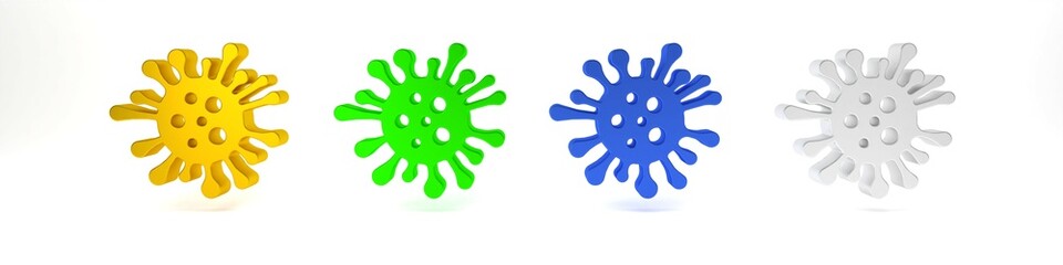 Colorful Bacteria icon isolated on white background. Bacteria and germs, microorganism disease causing, cell cancer, microbe, virus, fungi. Minimalism concept. 3D render illustration