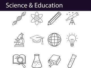 Science Education Icons: Knowledge, Discovery, Learning