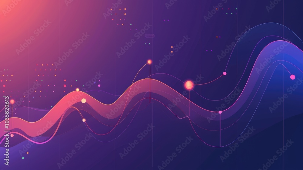 Poster abstract data visualization with bright colors and curves