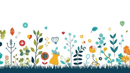 Colorful Frame Border Background with Health and Medical Icons for Healthcare and Wellness Themes