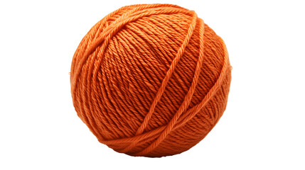 Vibrant orange yarn ball isolated on a transparent background