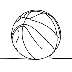 Minimalist continuous line drawing of a basketball on white background