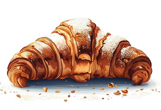 brown croissant with powdered sugar clip art preview