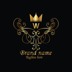 creative  new latter w logo design  and latter  initial logo. w monogram latter logo , golden  new w logo design with black color ,new template design