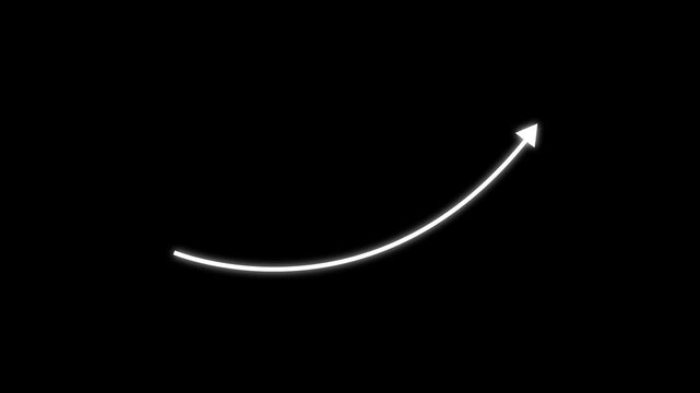 Business growth arrow and graph chart animation. Success concept-business line arrow isolated.. On black background.