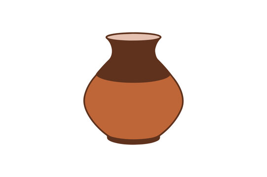 Clay water pot icon&ndash; Indian traditional matka and ghada vector illustration ideal for cultural art and home decoration

