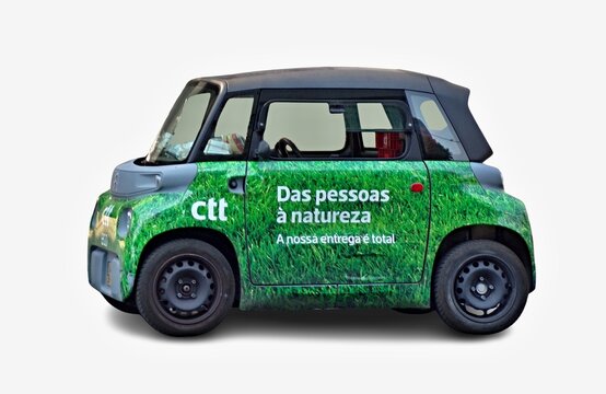Modern electric Ciroen Ami from the portuguese post CTT