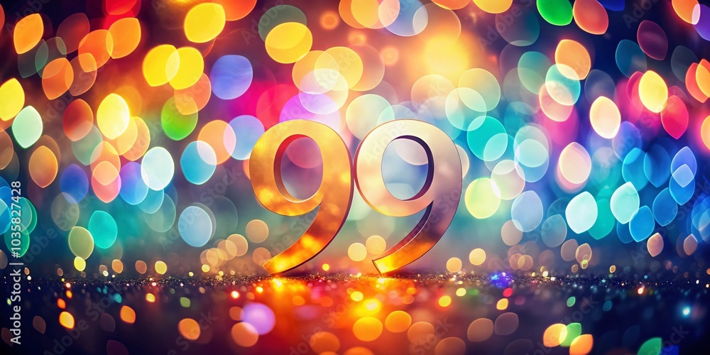 Poster Stunning Bokeh Effect Background Featuring the Number 99 for Creative Projects and Designs