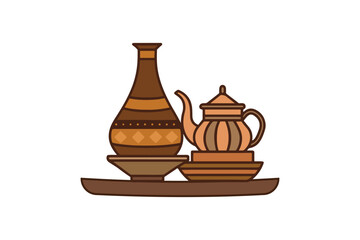 Explore our ancient jar pottery and tea pot icon clipart set – Perfect for home decor, crafts, and design projects