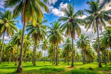 Stunning Coconut Trees Against a Bright White Background for Urban Exploration Photography