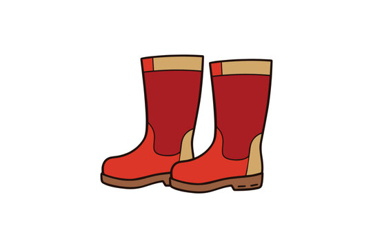 recommend clip art: Rubber boots isolated on white background - durable waterproof footwear for outdoor and rainy days
                    