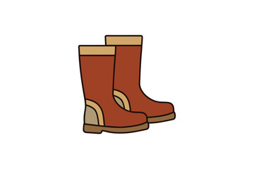 Rain Boots Icon - Flat cartoon illustration of weatherproof shoes for rainy days and outdoor adventures