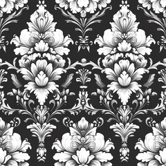 Delicate damask pattern with intricate flowers for elegant packaging