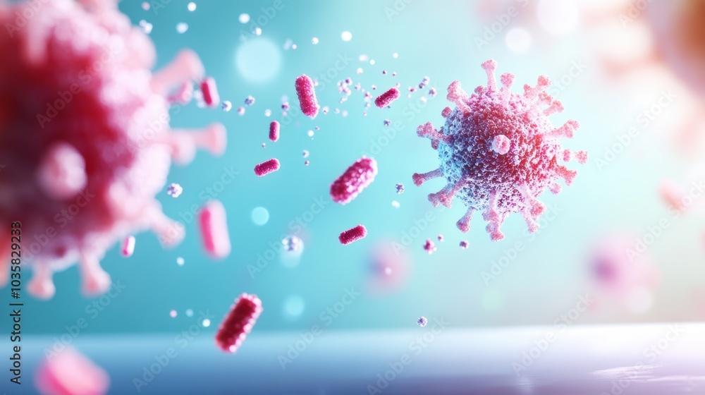 Poster a visual representation of the immune system response to a pathogen, showcasing the interaction of a