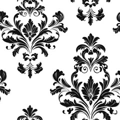 Chic damask background with elegant floral elements for slipcovers